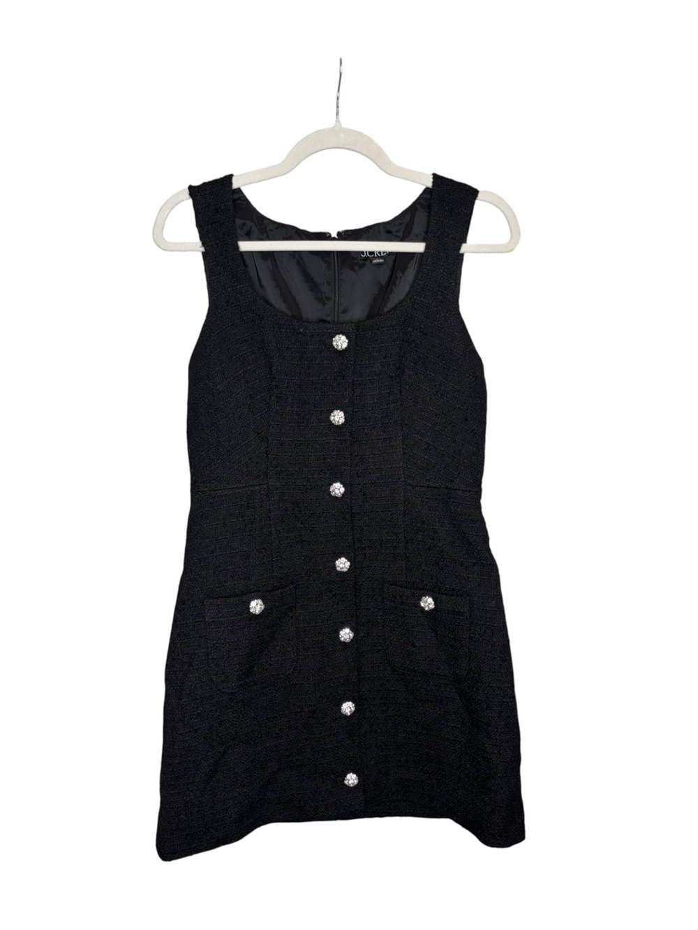 J.Crew Sophia Sleeveless Dress 4 Black Tweed Jewel Buttons - Picture 2 of 8